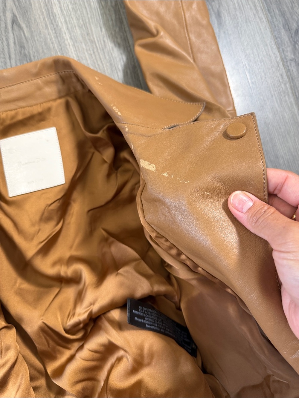 Classic Asymmetric Zip Leather Jacket - Tan - Picture 12 of 14